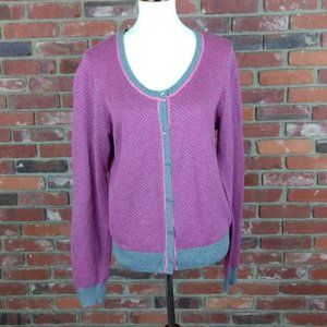 CAbi Meg Pink Gray Cardigan Size Large 3013